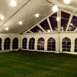 Frame Tent Interior with Globe Lights