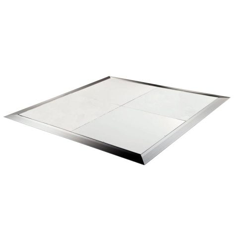 White 4×4 dance floor panel with silver edge