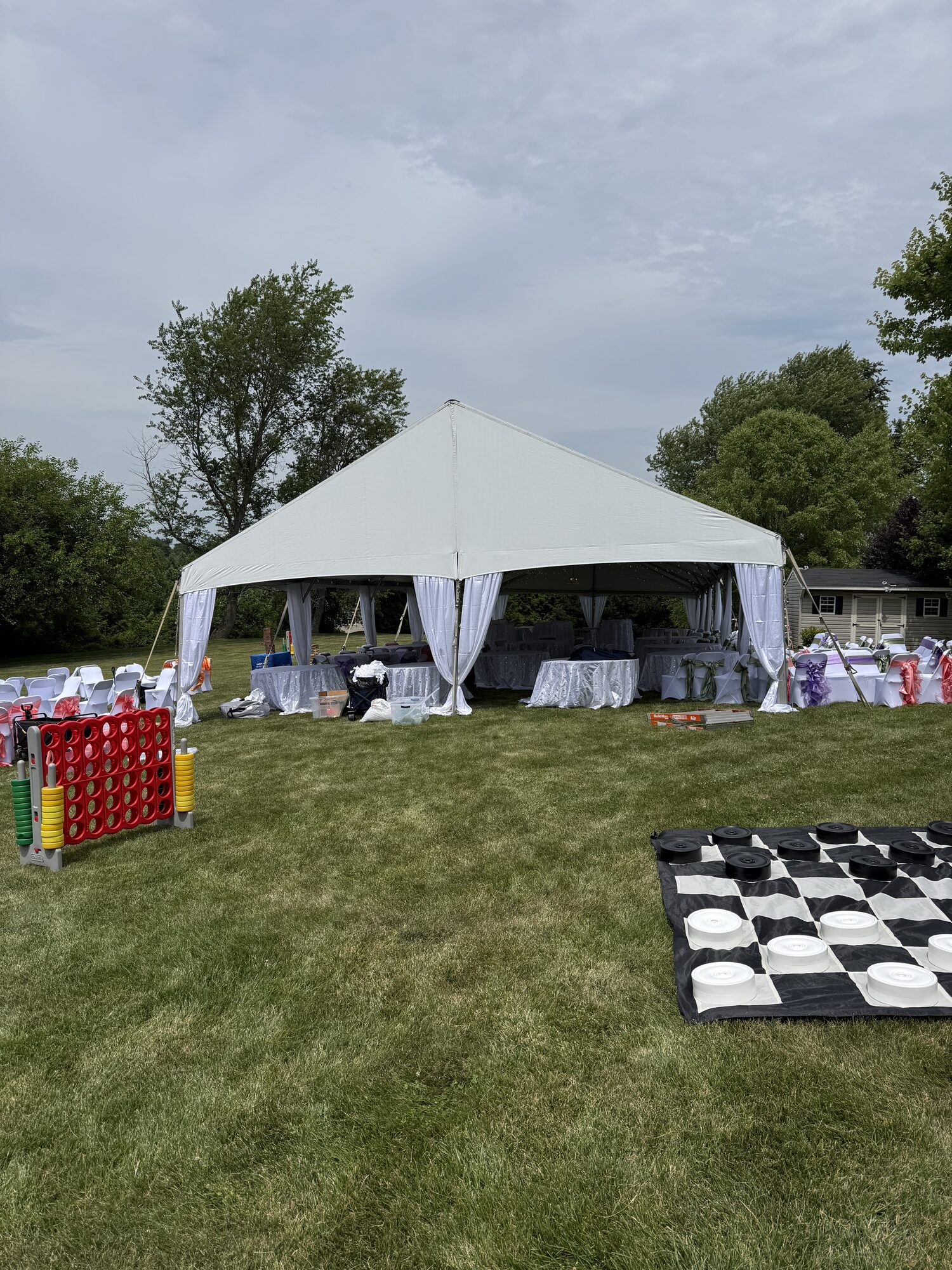 Backyard party with lawn games
