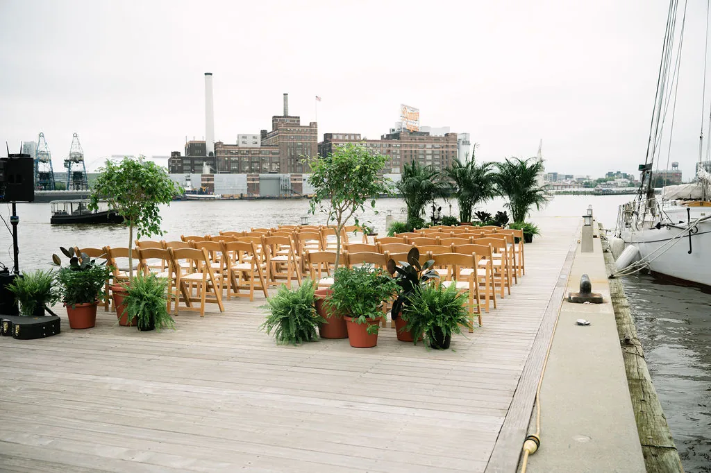 Waterfront wedding ceremony overlooking the harbor