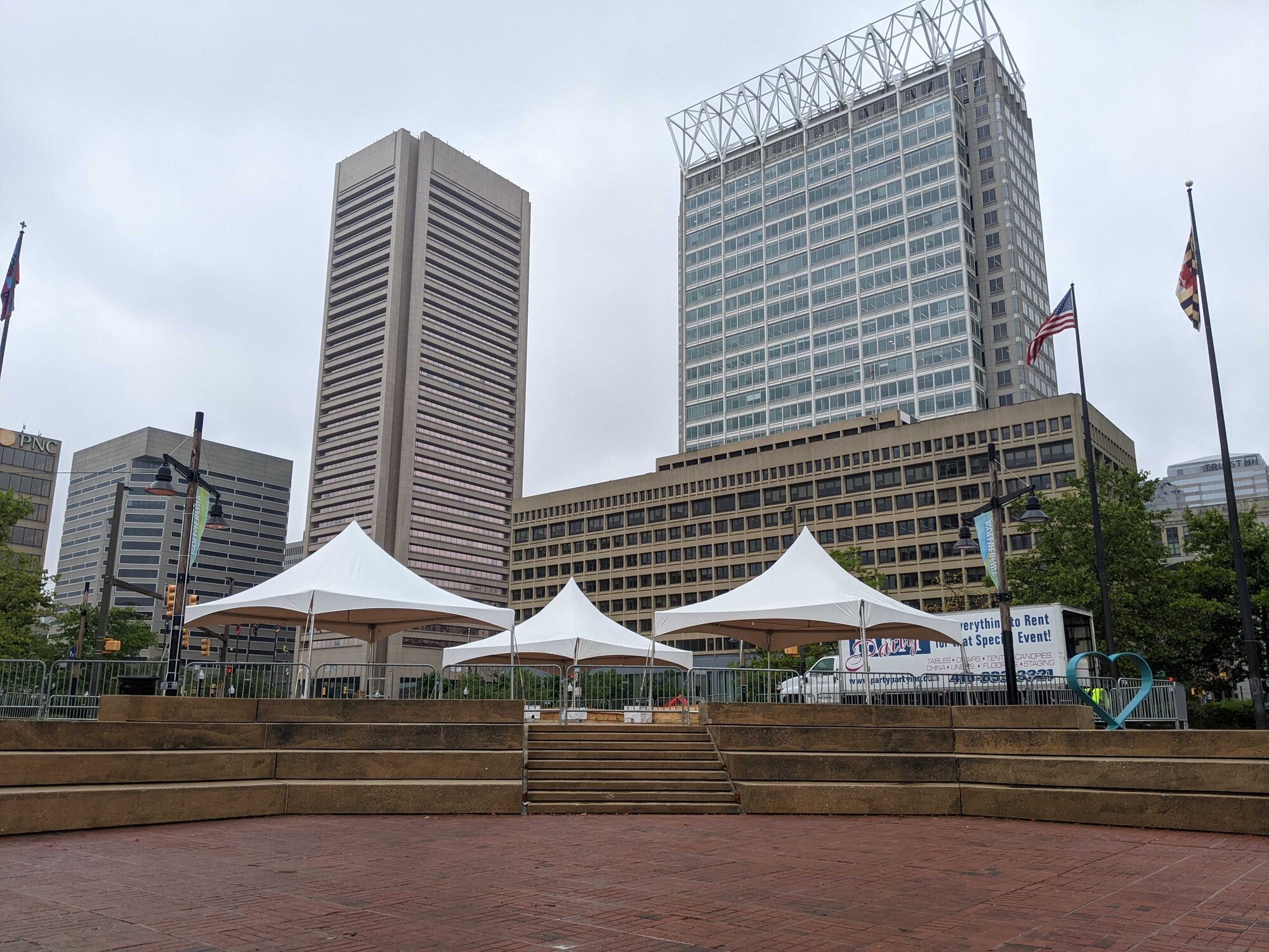 Event tents in downtown Baltimore
