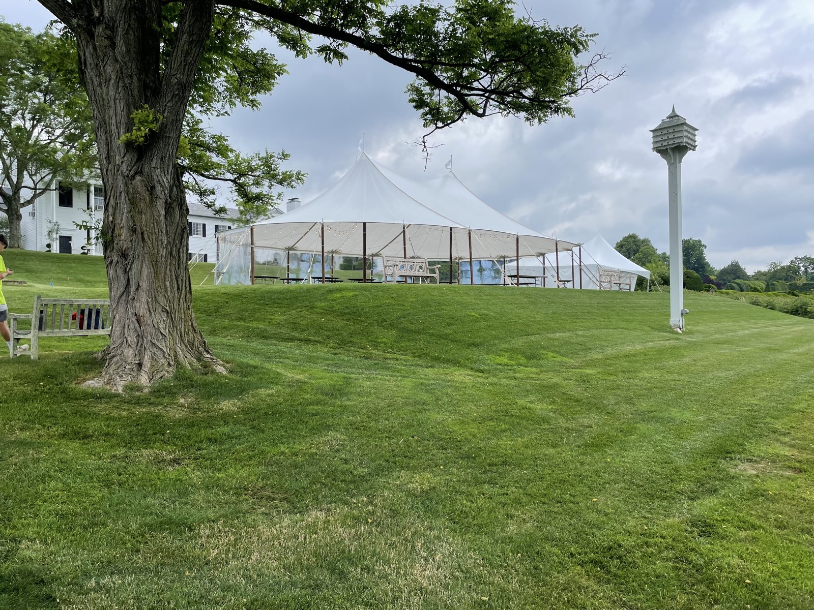 Long structure tent at an outdoor event