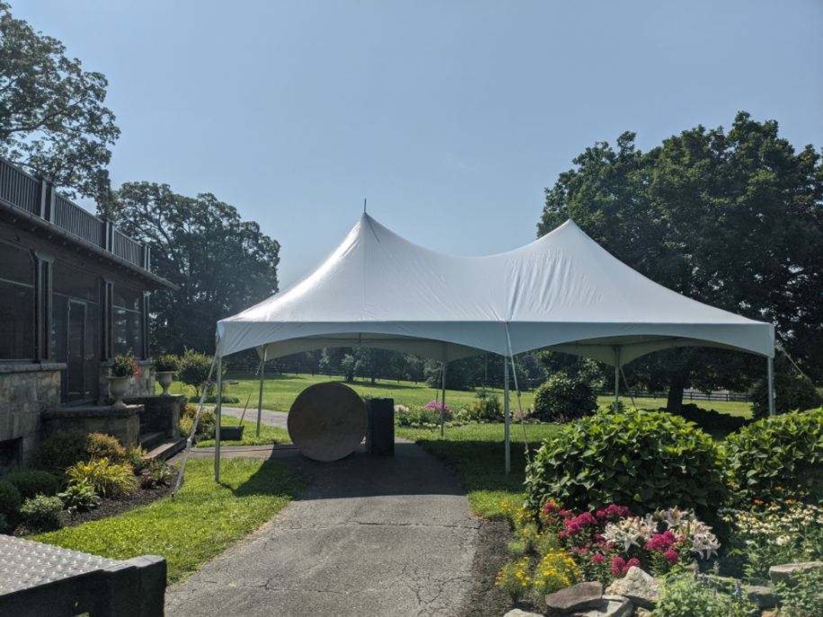 High-peak marquee over a garden path
