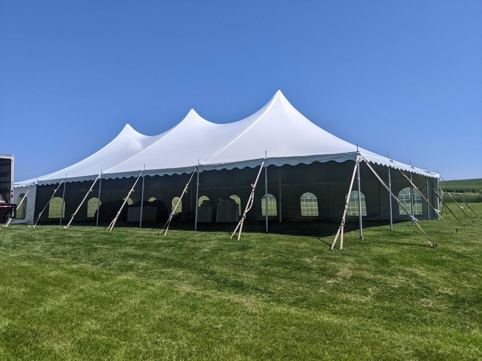 Pole tent on an open lawn
