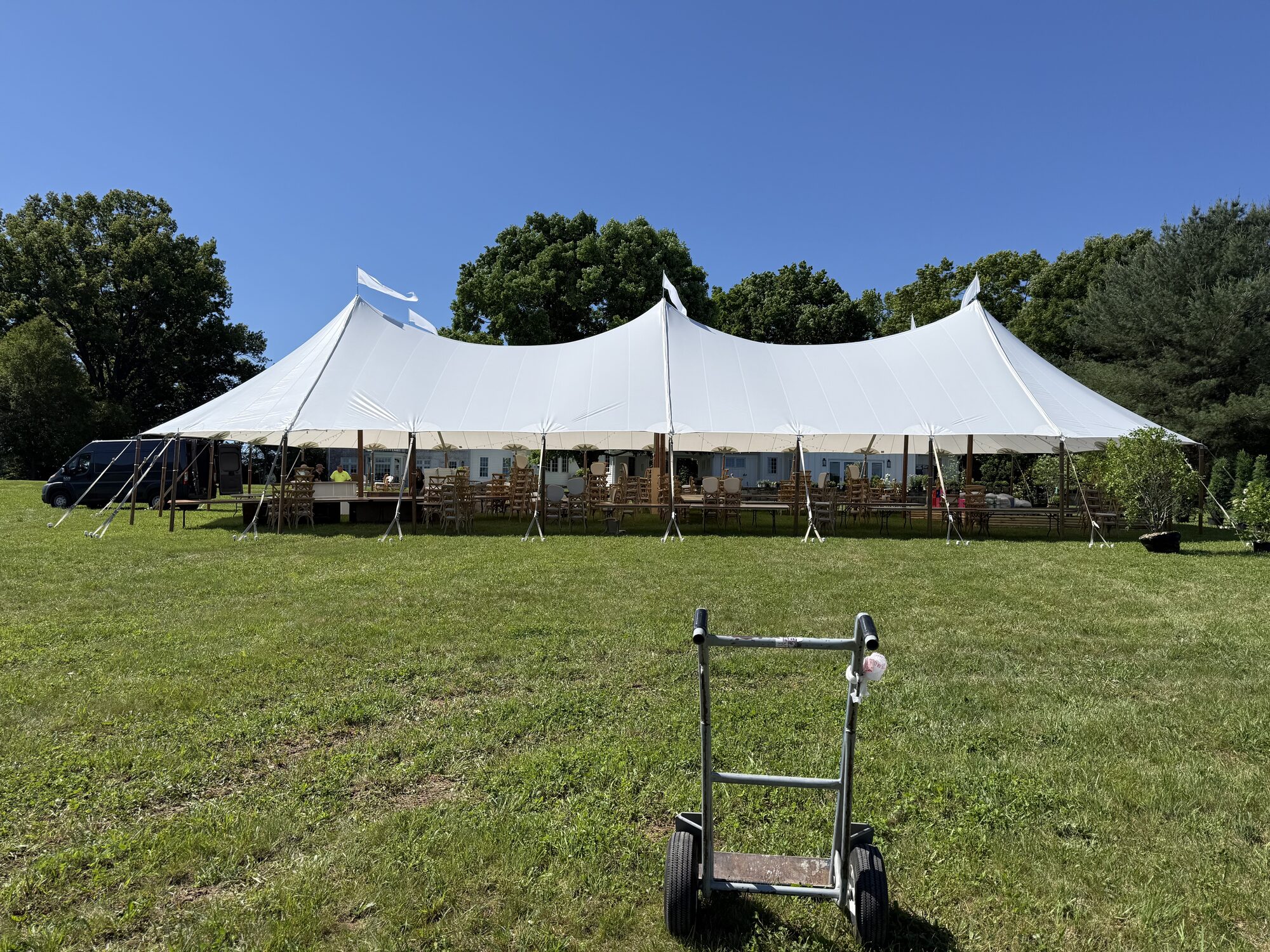 Sailcloth tent, Maryland lawn