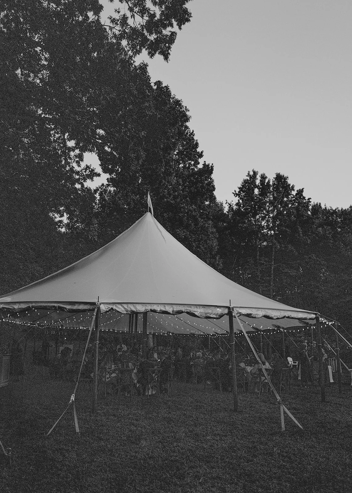 Sailcloth wedding tent on an open lawn