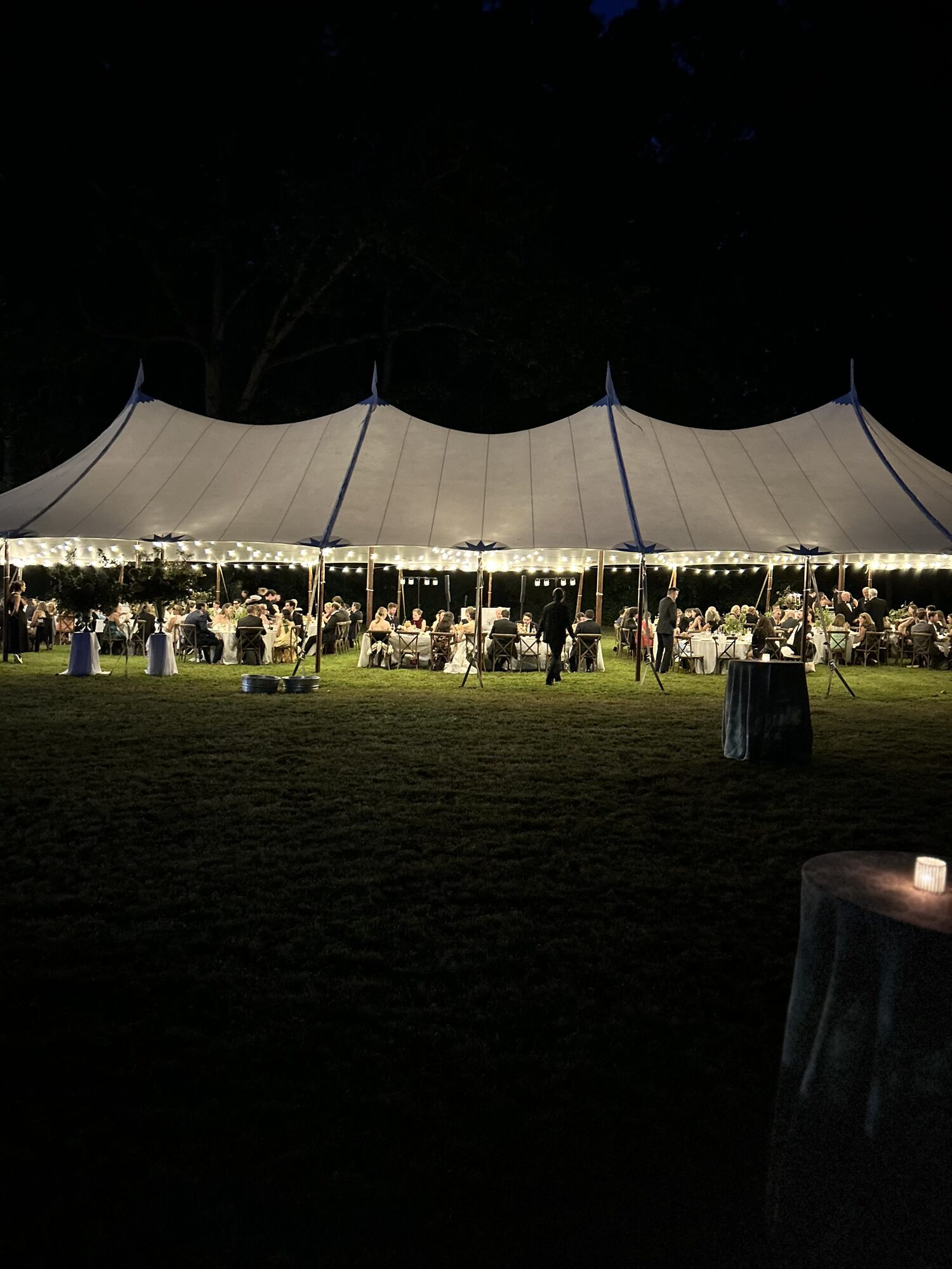 Evening reception under sailcloth